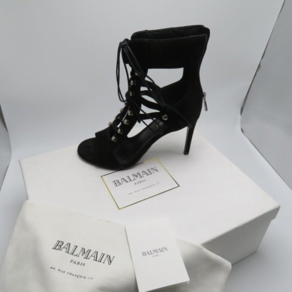 BALMAIN Women's JODY Lace-up Suede Sandal - Picture 3 of 8